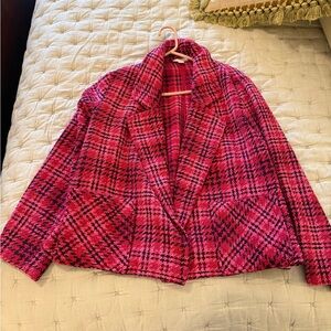 J Jill Women's Plaid Chenille Jacket